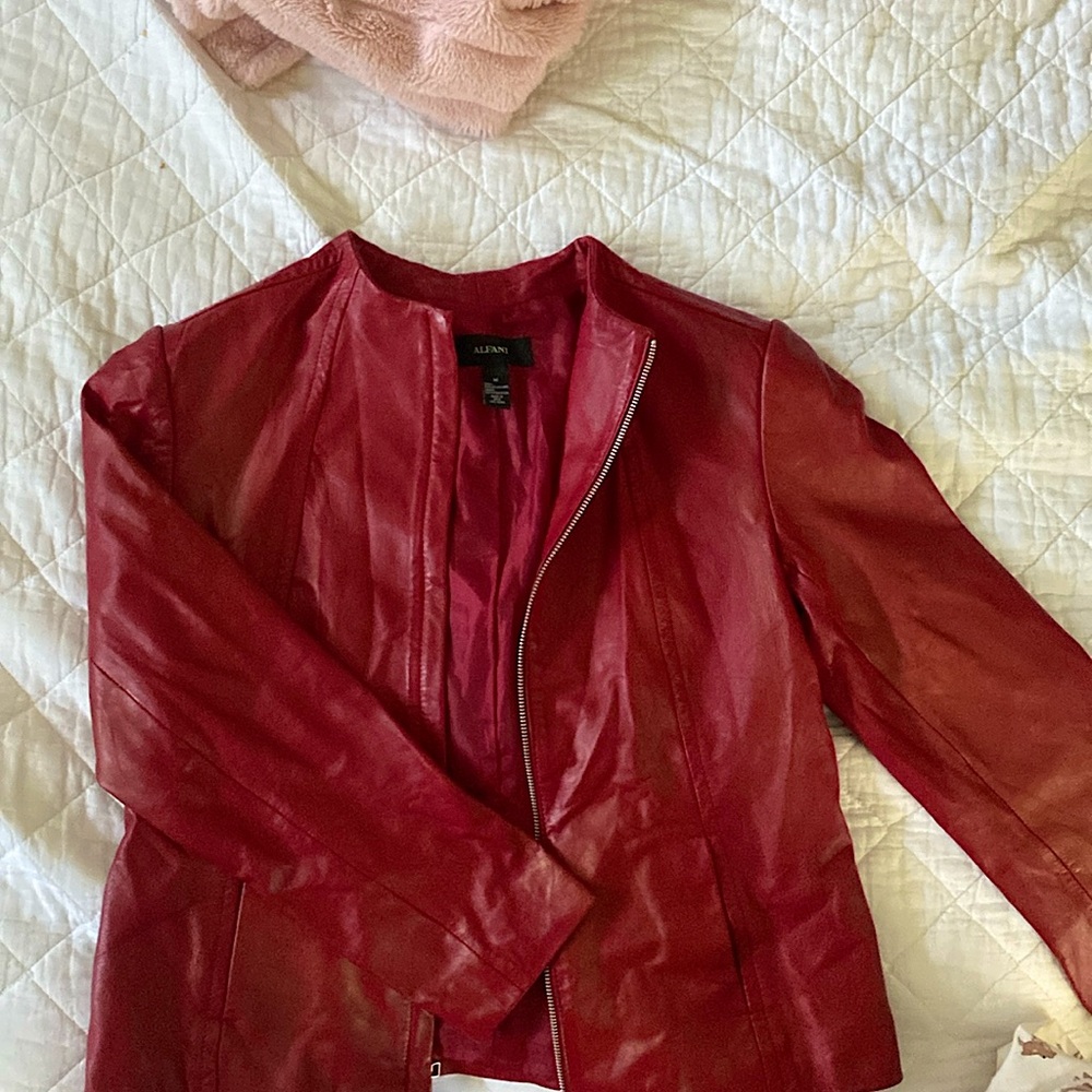 alfani red leather jacket, M, genuine leather